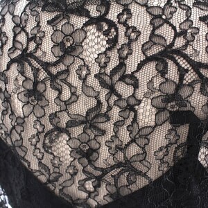 VTG 1940s Lace Gown Black Full Length Dress Slip Wearable 40-32-44 image 8