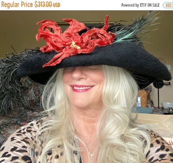 off Antique Victorian Ladies Hat Wide 