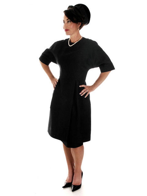 Vintage 1950s Teal Traina Party Dress Designer 50s