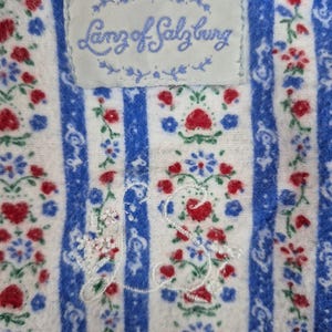 Vtg Lanz of Salzburg Cotton Flannel Nightgown Floral Heart Print Sz L