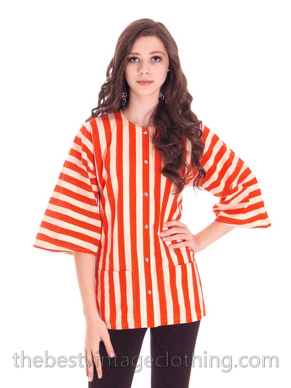 Vintage Vuokko Finland Womens Striped Coat Top Ora