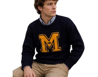 VTG 1940er 1950er Jahre Montoursville Buchstabe Pullover Wolle Marine M Varsity USA