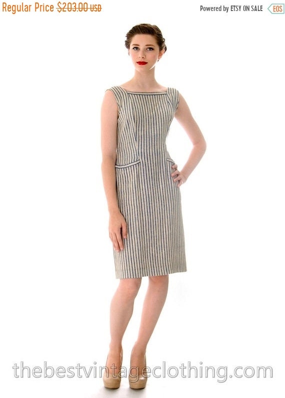 Vintage  Caroline Dubac Linen Sheath Dress and Ja… - image 2