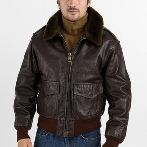 VTG 60s 70s LL Bean Goatskin Bomber Aviator Jacket L Mouton