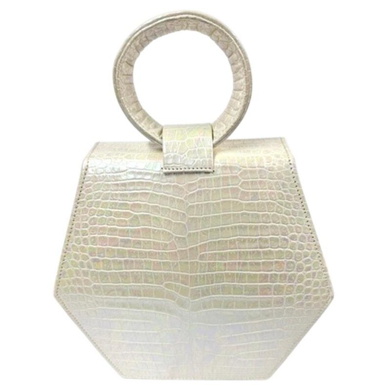 Anima Iris Zaza Hexagon Bag Iridescent Croc Leather Quiet Luxury Purse image 3