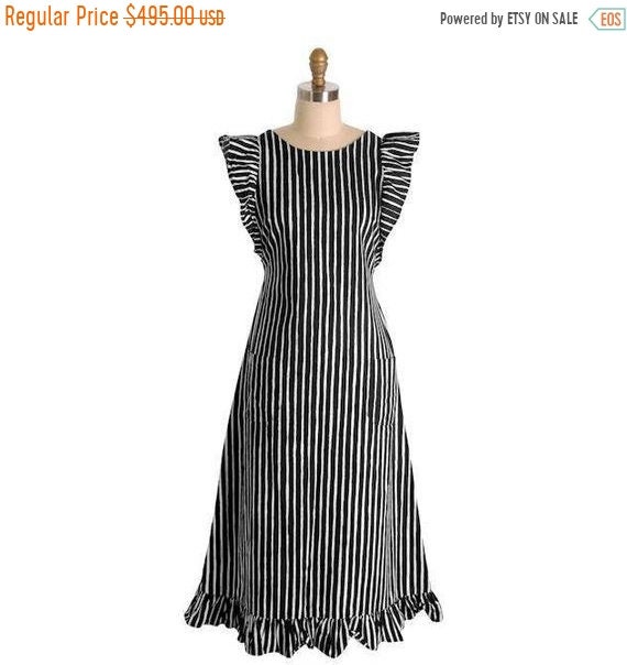 On Sale Vintage Marimekko Black & White Stripes Pi
