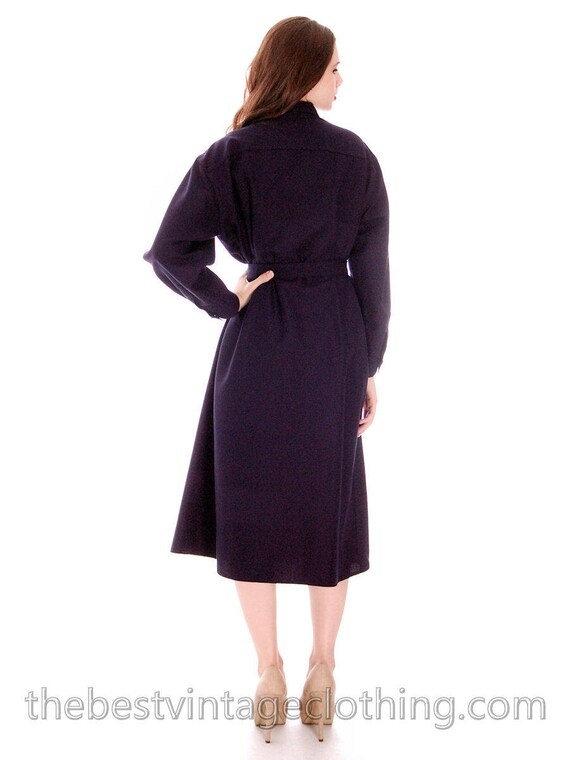 Vintage 1970s Vuokko Coat Dress Navy Fine Wool Mo… - image 3