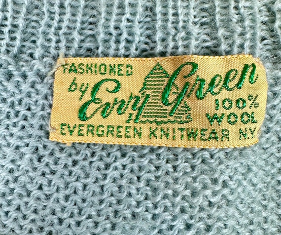 40s VTG Evergreen Knitwear Wool SS Sweater Light … - image 6