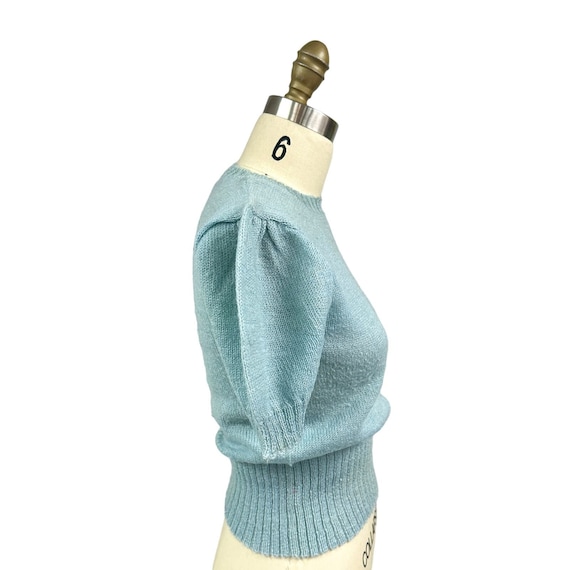 40s VTG Evergreen Knitwear Wool SS Sweater Light … - image 4