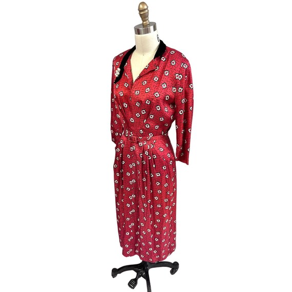 VTG Late 40s-50s Secretary Dress Wiggle M Red/Bla… - image 9
