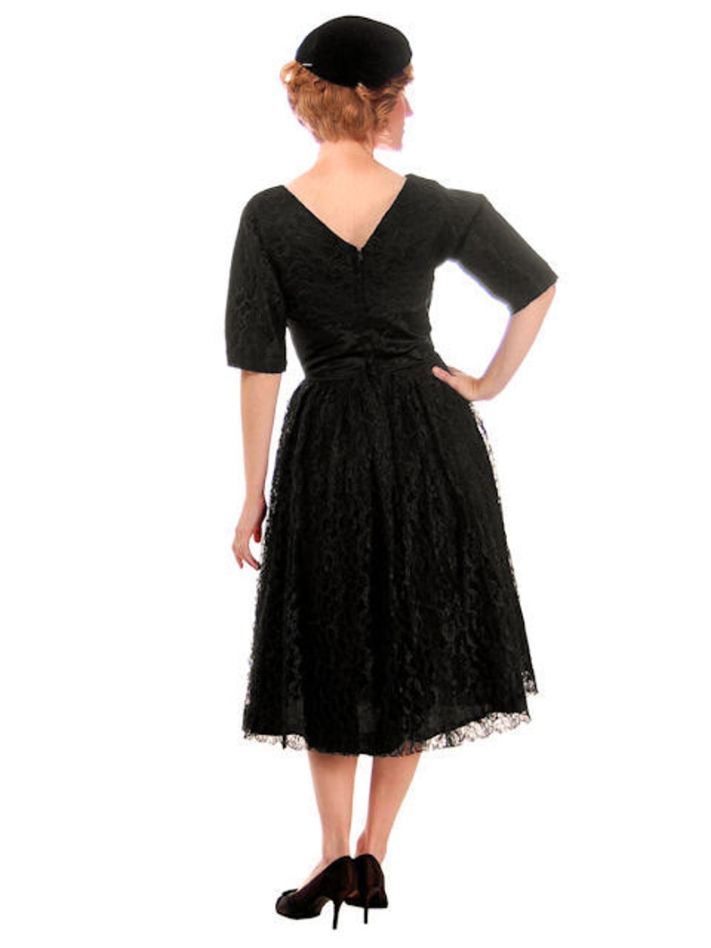 1950s Cocktail Dress / Vintage 1950s Dress / Black Chantilly - Etsy