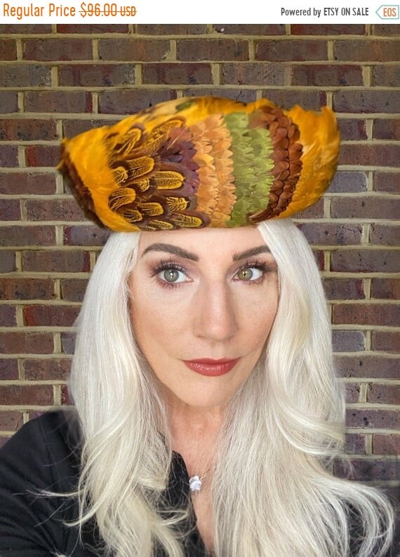 off Vintage Womens Feather Pheasant Hat 