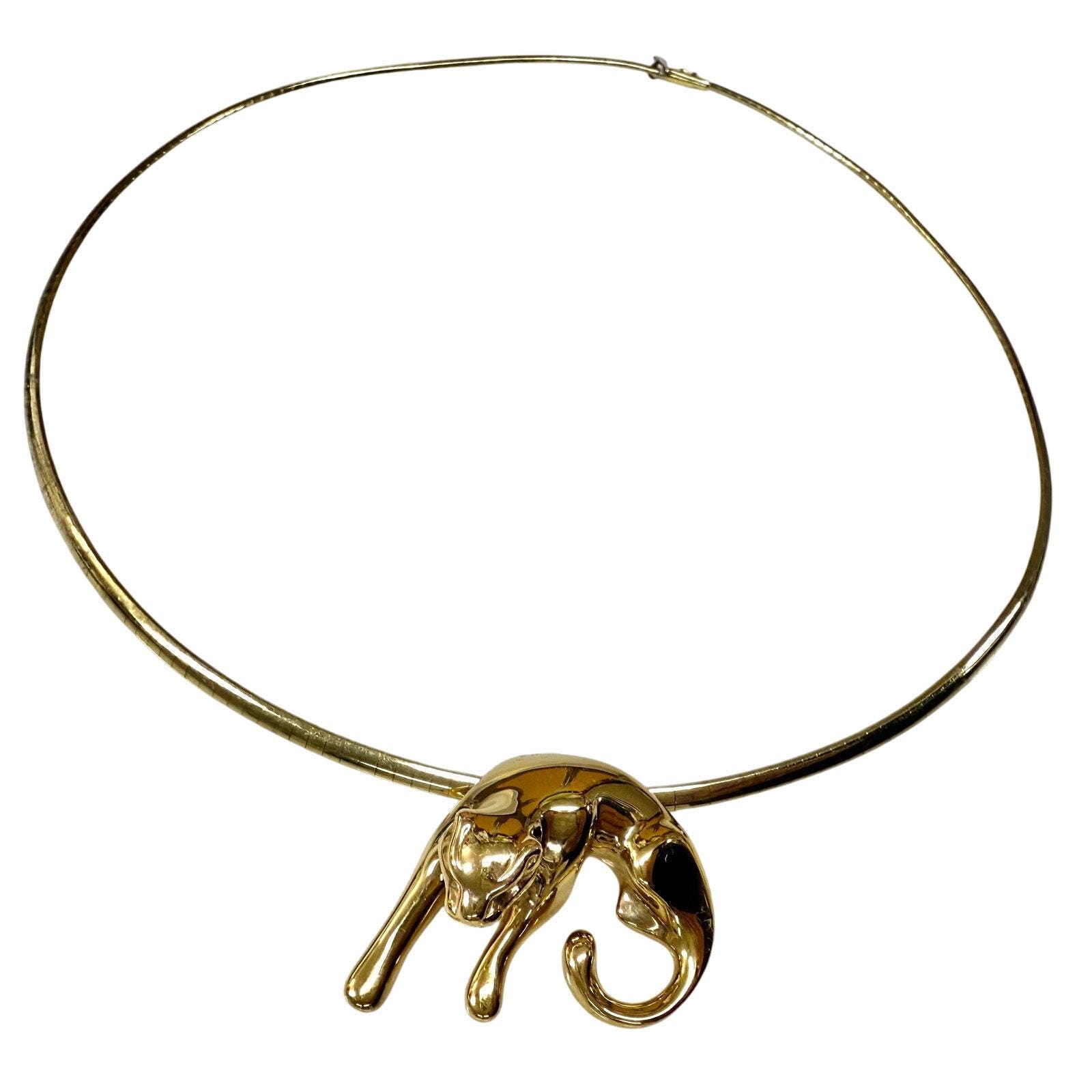 14k Gold Panther Slide Pendant on 18