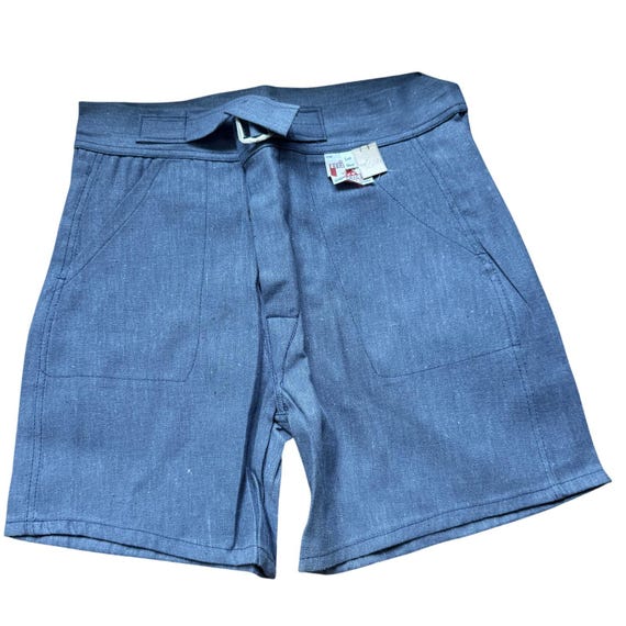 Rare Vtg 1940s Deadstock Blue Sanforized Shorts -… - image 1