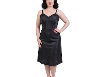 VTG 1950s Barbizon Black Tafredda Noisy Taffeta Slip Ariel Sz 14 S