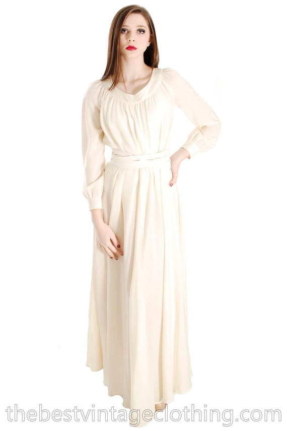 Vintage Vuokko Designer Dress 1970s  Ivory Wool V… - image 1