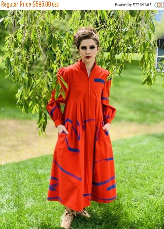 Sale Vintage Vuokko Womens Dress XXS Bright Red B
