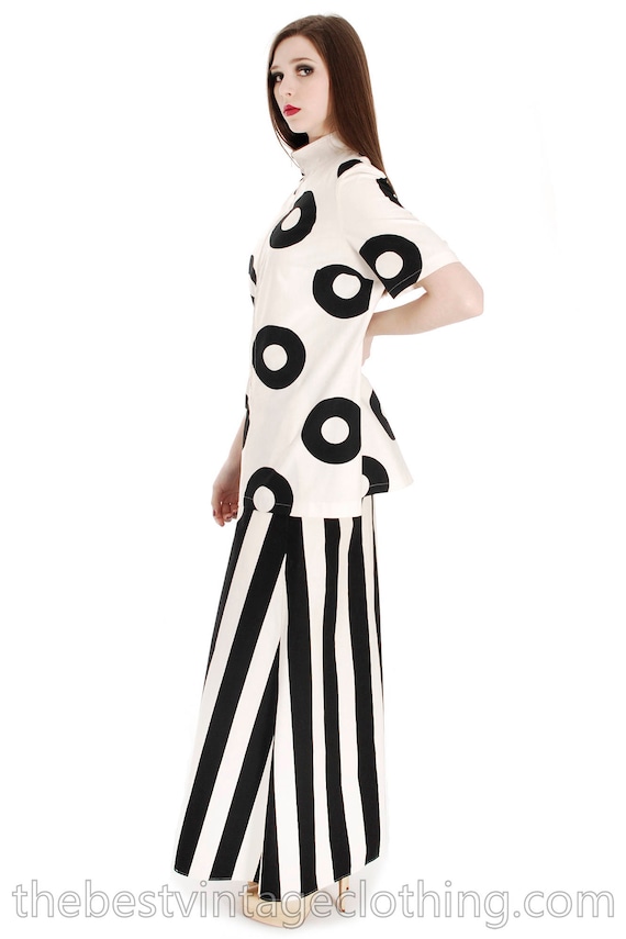 Vintage 1970s Vuokko Designer Black And White Circ