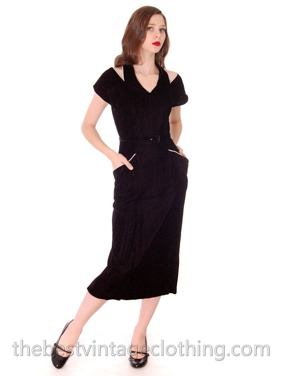 black dress white piping
