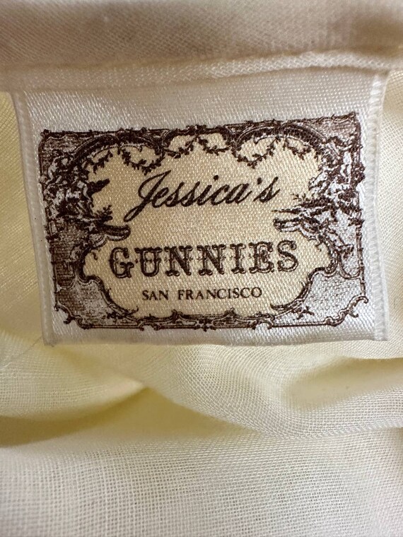 70s VTG Jessica's Gunnies San Francisco Pleated Lacy Blouse Gunne