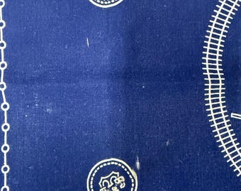 vintage bandanna 1930-40s Brotherhood 紺色 Vtg 1930s Union Railroad Brotherhood Trunk Down Indigo Blue