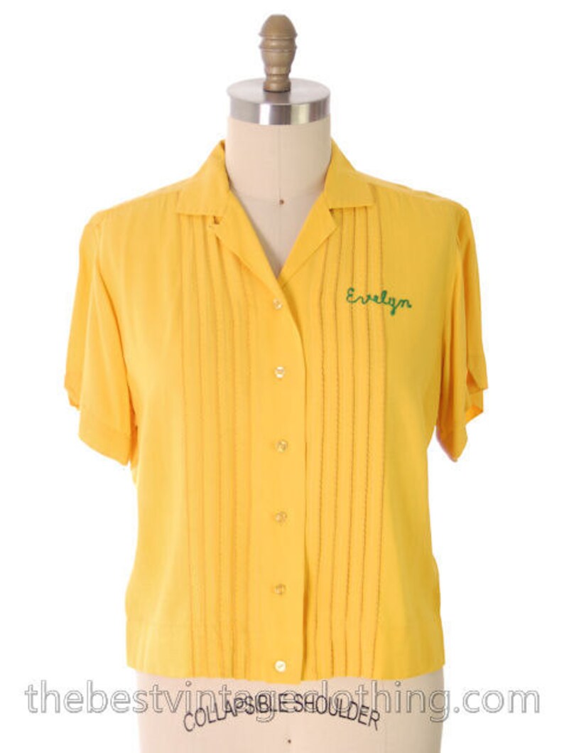 Vintage Olympia Beer Rayon Ladies Bowling Shirt Evelyn 1950s Large