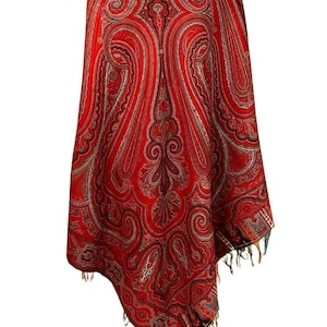 STUNNING Antique Paisley Shawl Tapestry Wool Hand Made 1860s-70s Near Mint