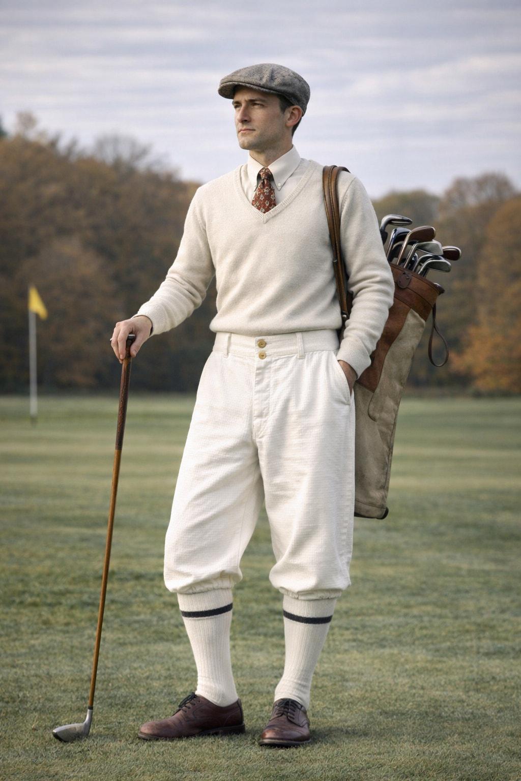 VTG 1930s–40s Textured Cotton Golf Knickers Ivory Button Fly Plus