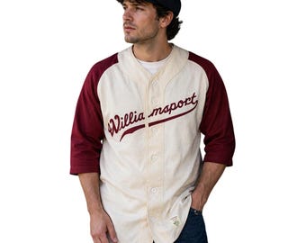 Ebbets Field Flannels VTG années 90 authentique flanelle de baseball en jersey de laine Williamsport