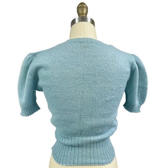 40s VTG Evergreen Knitwear Wool SS Sweater Light … - image 5