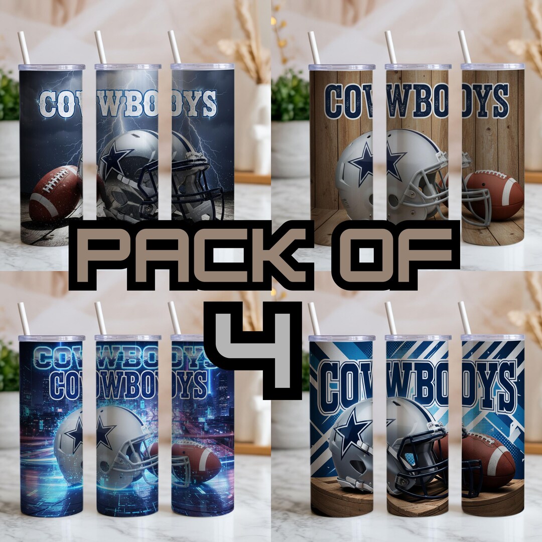 Pack of 4 Cowboys 20oz Tumbler Wrap, Sports Tumbler Wrap Design | Game ...