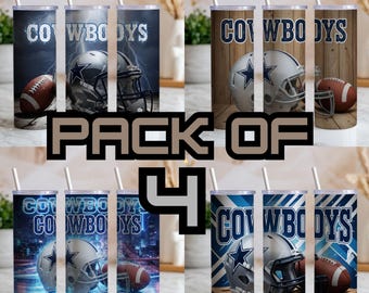 Pack Of 4 Cowboys 20oz Tumbler Wrap, Sports Tumbler Wrap Design | Game Day Png | Sublimation Design | Digital Download