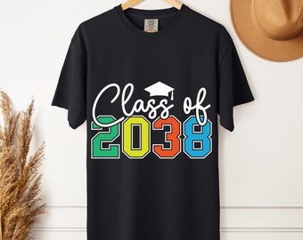 Class of 2038 Shirt, Kindergarten Graduation Tee, Back to School Kids T-Shirt, Future Graduate Top, First Day of School Outfit