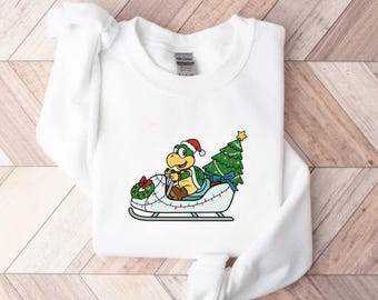 Koopa Troopa Christmas Sweatshirt, Funny Gamer Xmas Gift, Green Shell Video Game Jumper, Nintendo Fan Holiday Crewneck