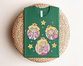 Princess Peach Sweatshirt, RetroAnimePrincessTee, Cute Pink Gaming Shirt, Nostalgia Tshirt, Gamer Girl Gift Crewneck, Pastel Kawaii Clothing