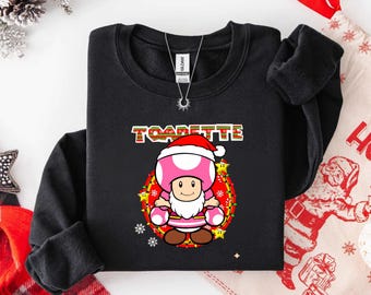 Toadette Christmas Shirt, Santa Toadette Tee, Super Mario Bros Gamer Gift, Nintendo Xmas T-Shirt, Toad Holiday Apparel