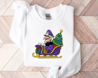 Waluigi Christmas Sweatshirt, Funny Gamer Ugly Xmas Gift, Purple Villain Video Game Jumper, Nintendo Fan Holiday Crewneck