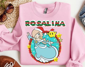 Rosalina and Luma Christmas Shirt, Super Mario Galaxy Ugly Xmas Sweater Tee, Nintendo Princess Gamer Gift