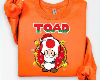 Santa Toad Christmas T-Shirt, Super Mario Mushroom Xmas Tee, Funny Retro Gamer Holiday Gift, Nintendo Fan Apparel