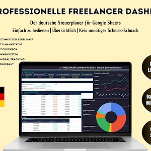 Panel de control para autónomos, plantilla alemana EÜR, gestión de facturas para autónomos, planificación fiscal del IVA, contabilidad para pequeñas empresas