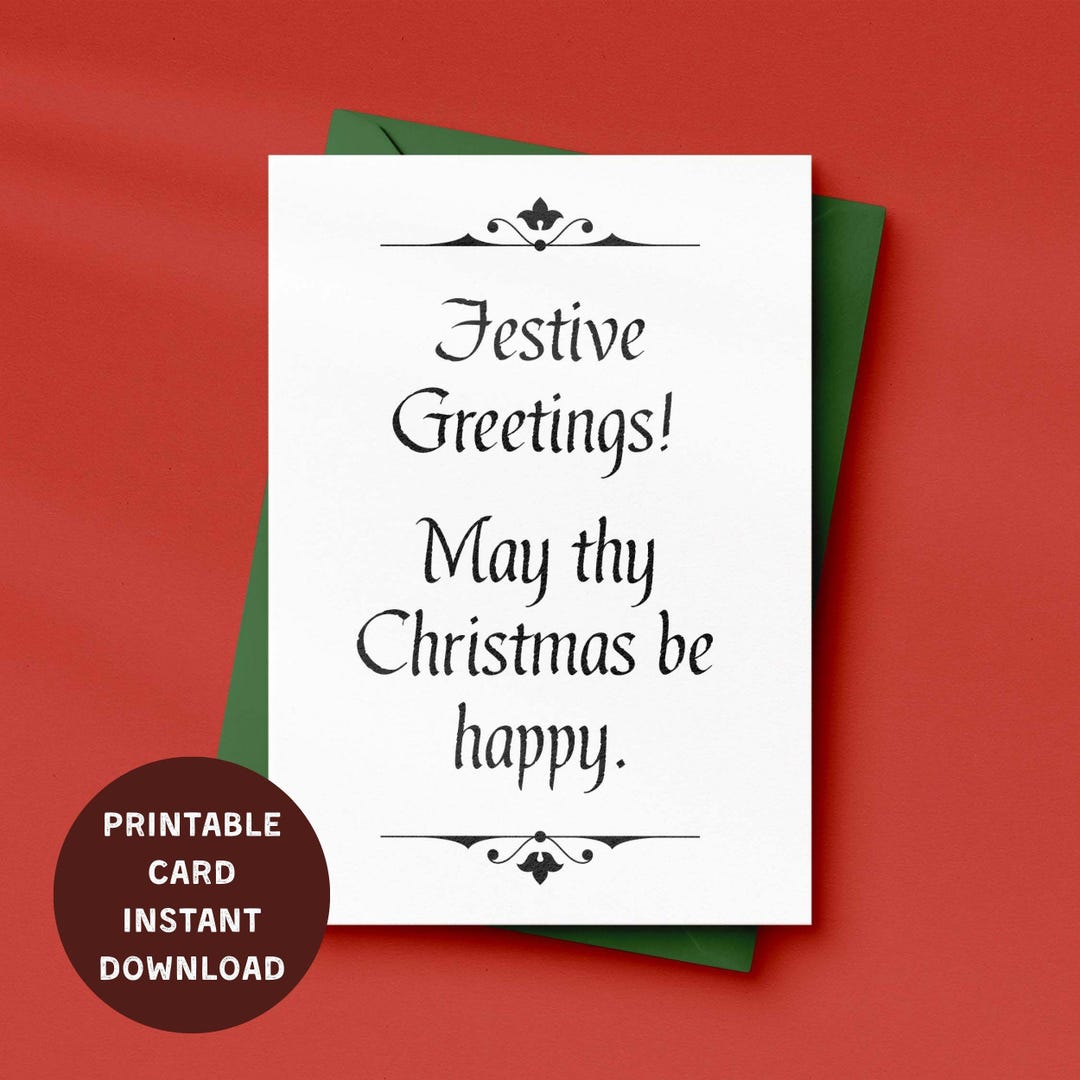 Printable Christmas Card With Envelope 4x6 Holiday Greeting (digital