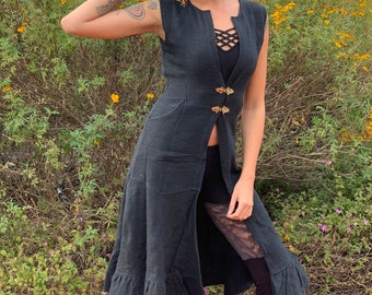 Khadi Långt Väst Boho Hippie Festivaltopp Festival Damväst Hula Hoop Vintagekläder