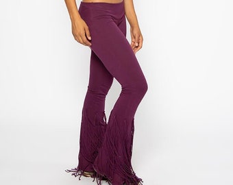 Fringe pants Boho bell bottoms Black flares Belly dance pants Sexy vintage Pixie leggings Bohemian pants