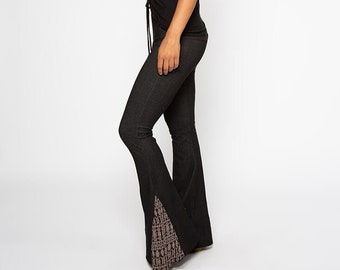 Bell Boho Byxor - Utsvängda Byxor - Bell Bottoms - Yogabyxor - Stretchbyxor - Boho Bell Bottoms - Boho Utsvängda Byxor