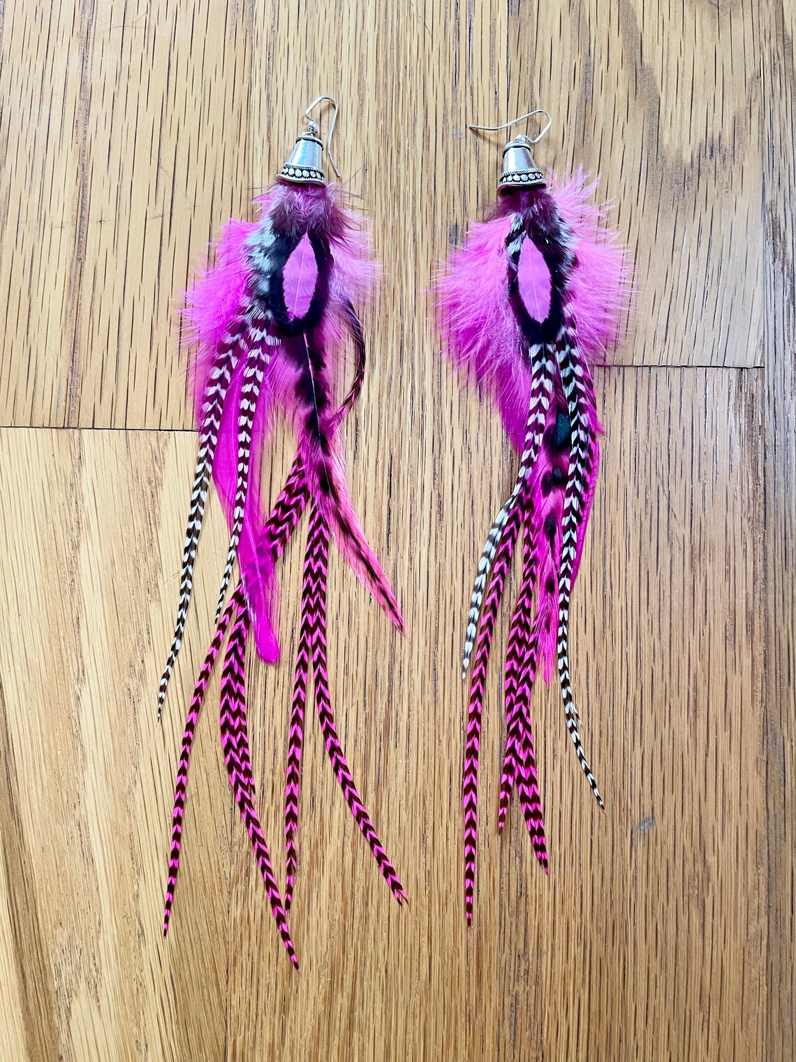 Pink Natural Feathers Earrings Feather Veil Earrings Etsy