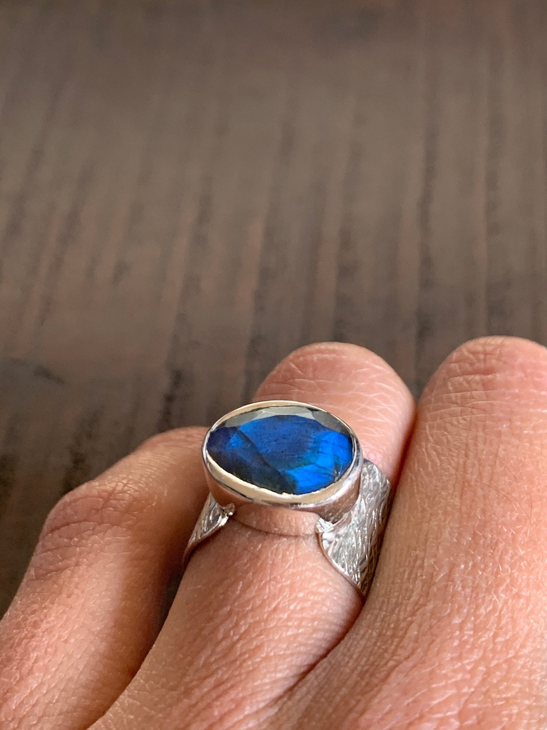 Stone Ring-Statement Ring-Blue Labradorite Boho Ring Gypsy Ring Labradorite Sterling Silver Ring Festival Jewelry-Stone Jewelry