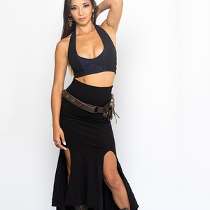 Lågskuren halternecktopp, svart BH-topp, festivalcrop top, danscrop top, boho, EDM, psytrancekläder, Burning Man-topp, älvtopp, pixietopp bild 4