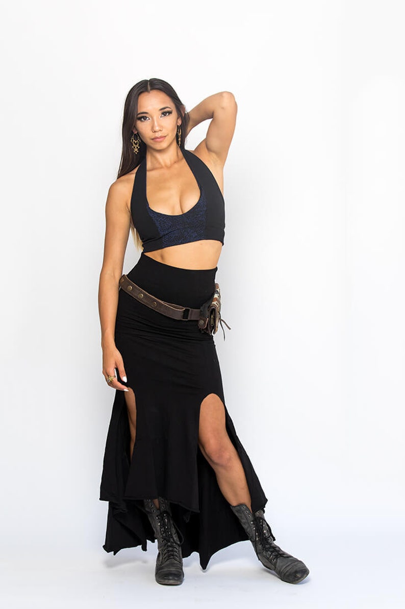 Lågskuren halternecktopp, svart BH-topp, festivalcrop top, danscrop top, boho, EDM, psytrancekläder, Burning Man-topp, älvtopp, pixietopp bild 4