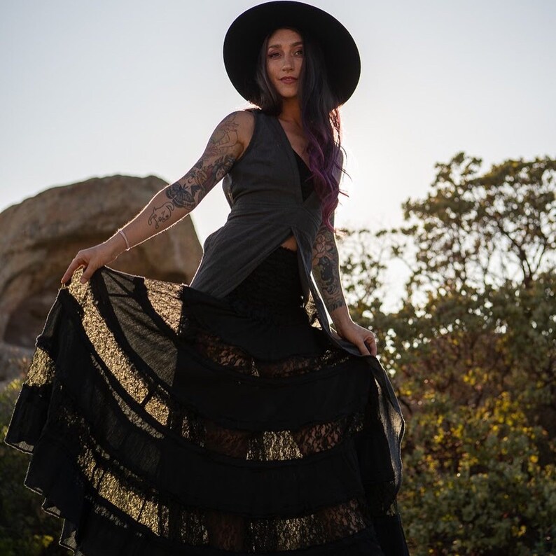 BellyDance Skirt Fishtail Skirt Flamenco Skirt Boho Maxi Skirt Aesthetic Gypsy Skirt-Long Lace Skirt-Amazing Long Vintage Skirt