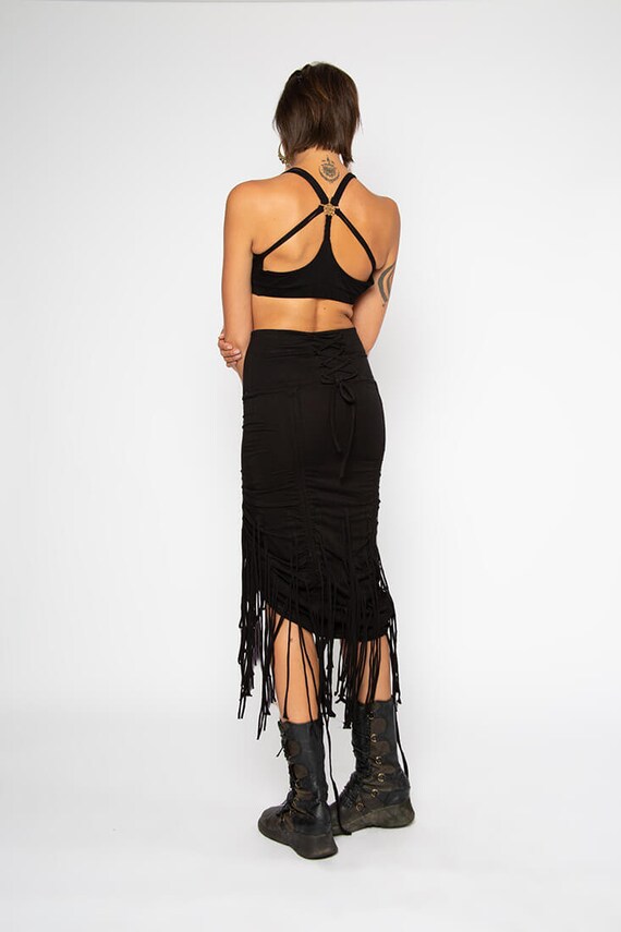 Black fringe skirt clearance vintage